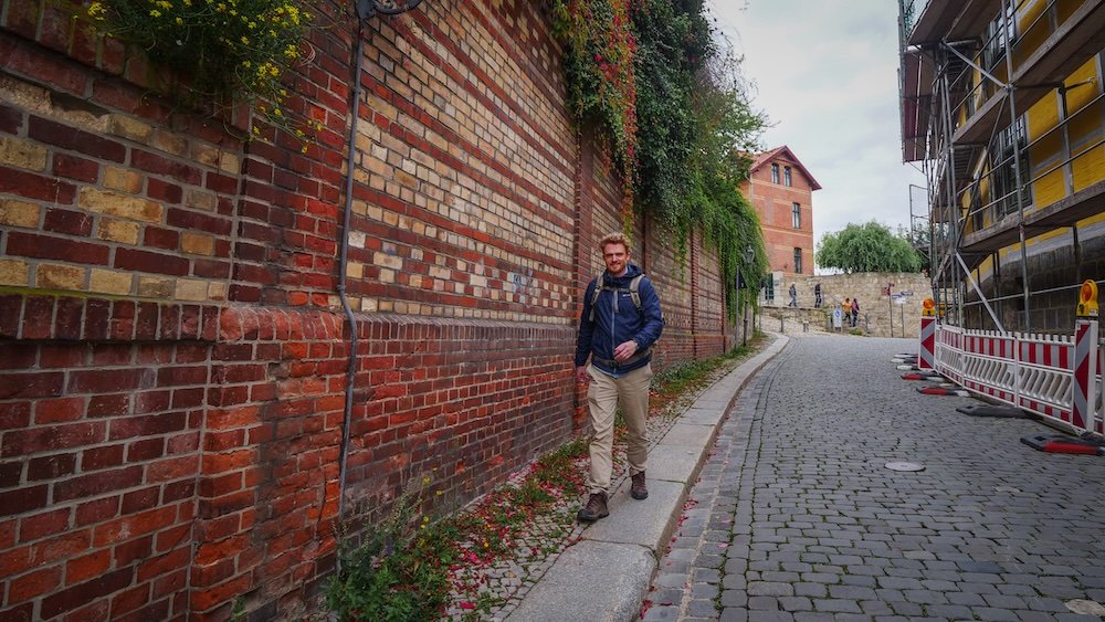 Nomadic Samuel thrilled to be visiting and walking down the streets of Quedlinburg, Germany 