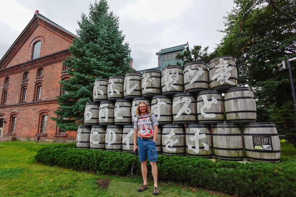 Nomadic Samuel visiting the Sapporo Brewery as a must do attraction in Sapporo, Hokkaido, Japan 