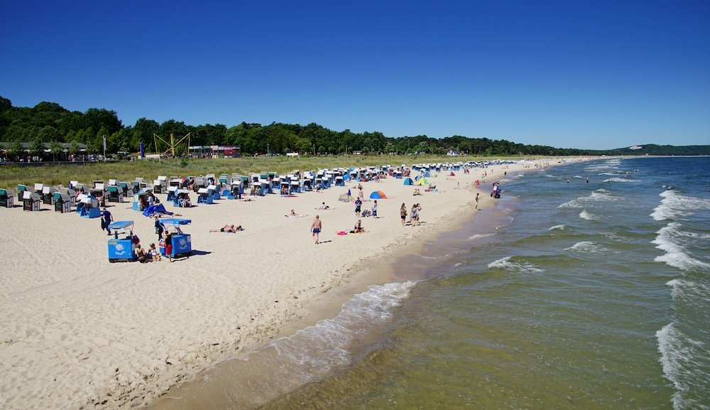 North Beach packed beach on Rugen Island, Germany 