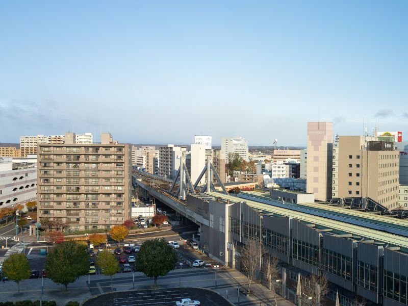 Obihiro urban cityscape views including Obihiro station in Japan