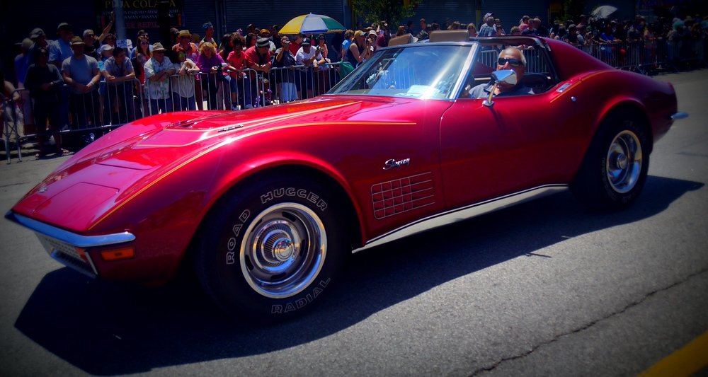 One of many vintage cars that were making their way down the Coney Island Mermaid Parade