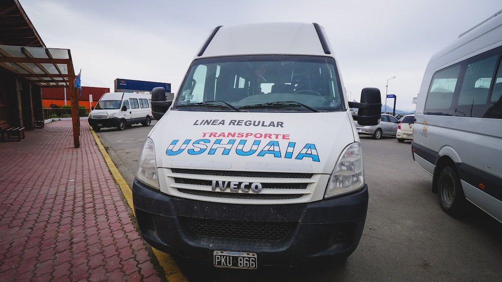 Our Ushuaia transport bus from the town centre to Tierra del Fuego National Park, Argentina 