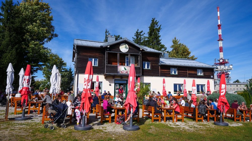 Outdoor dining area for hikers and families in Gaisberg, Austria 