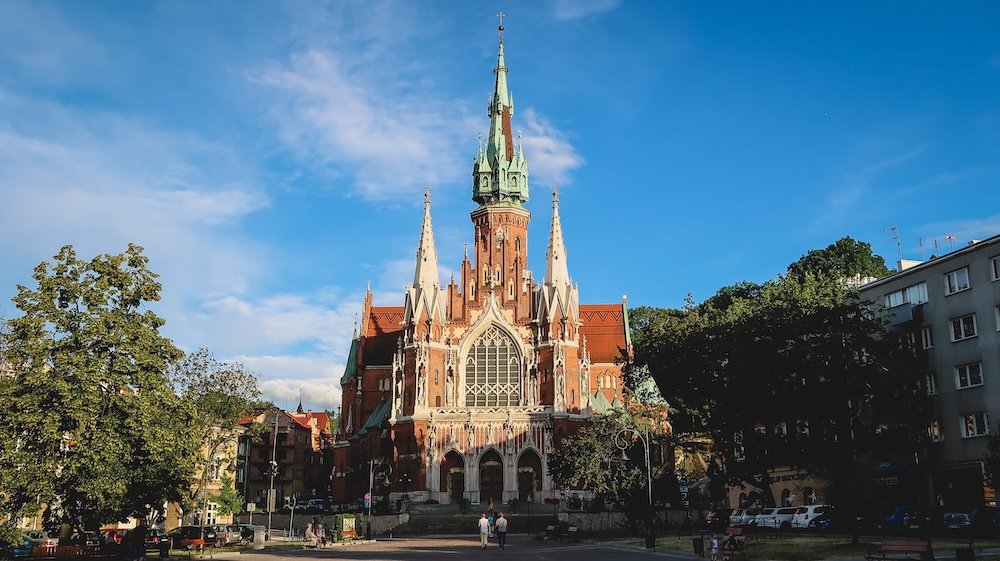 Parish of St. Joseph’s Church Kościół św. Józefa at Podgórze Square neo-Gothic Gem in Krakow, Poland 