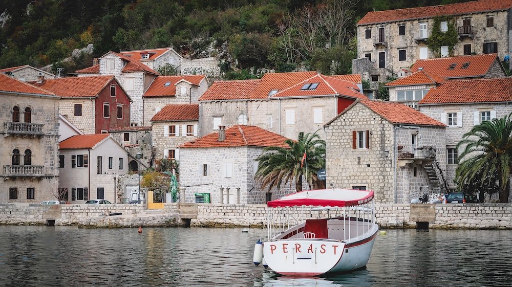 Perast boat overlooking the old town of Montenegro 