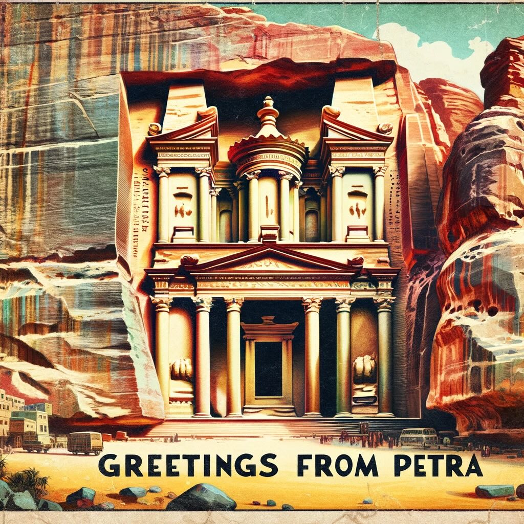 Greetings From Petra: Petra Once Called The 'Rose Red City' - Digital Art 