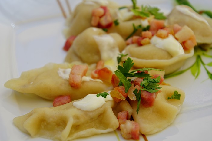Pierogi that we made with Polish Your Cooking in Warsaw, Poland
