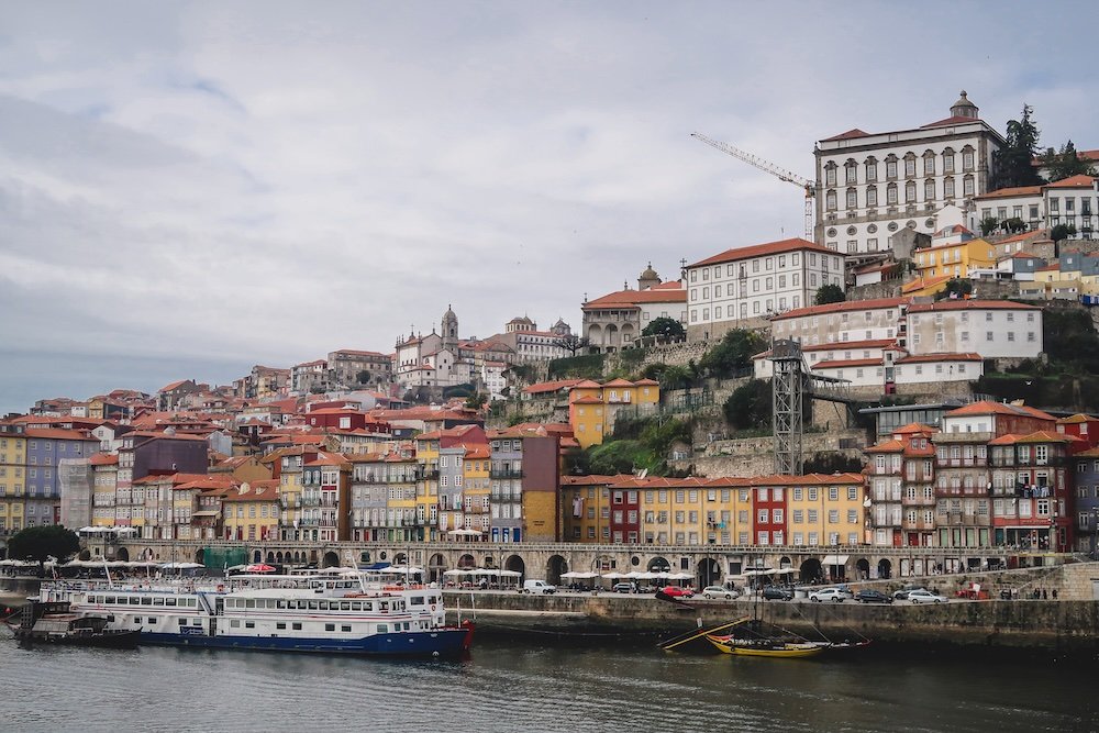 Porto architectural views from a distant vantage point in Portugal 