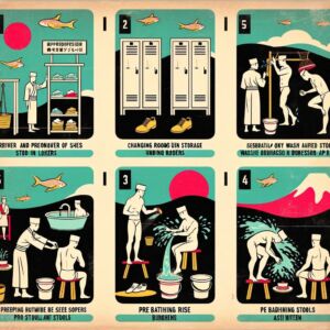 Proper Procedures for Entering and Using the Onsen Baths in Japan - digital art 