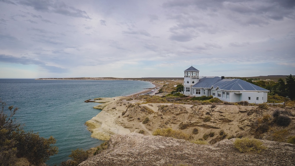 EcoCentro Museum overlooking the Atlantic coast of Puerto Madryn in Patagonia Argentina EcoCentro Museum overlooking the Atlantic coast of Puerto Madryn in Chubut Patagonia Argentina where visitors learn about whales, marine ecosystems, and wildlife that make the nearby Peninsula Valdés one of South America’s premier nature reserves.
