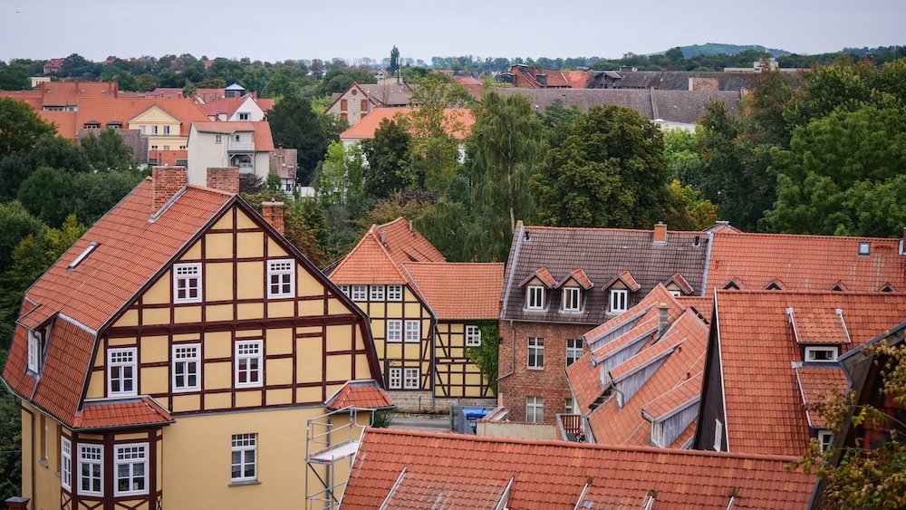 Quedlinburg epic and distinct rooftop views in the old town area of Germany 