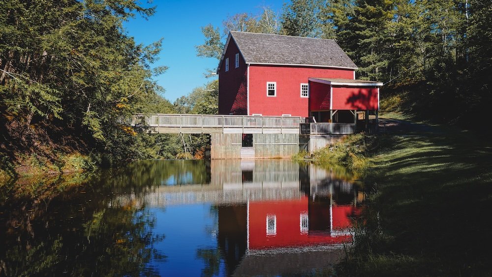 Red building just outside of Tatamagouche, Nova Scotia, Canada 