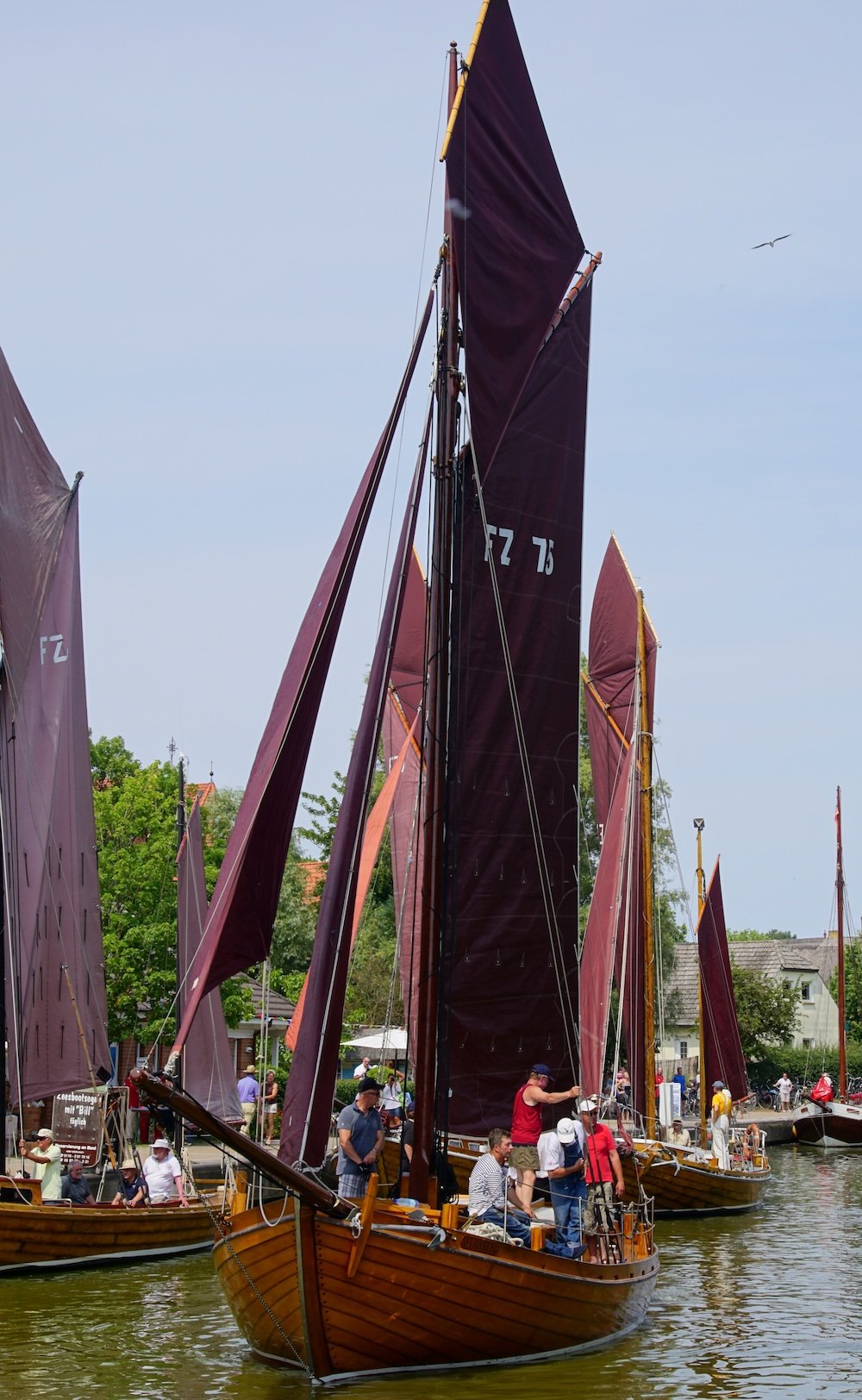 Regatta Boat Race with local sailors getting ready for the race in Wustrow, Germany