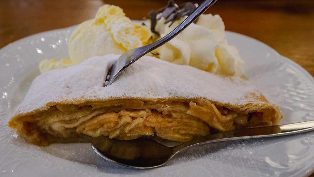 Rich German dessert while exploring the German Alps 