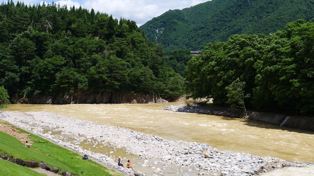 River views in a Japanese mountain town 