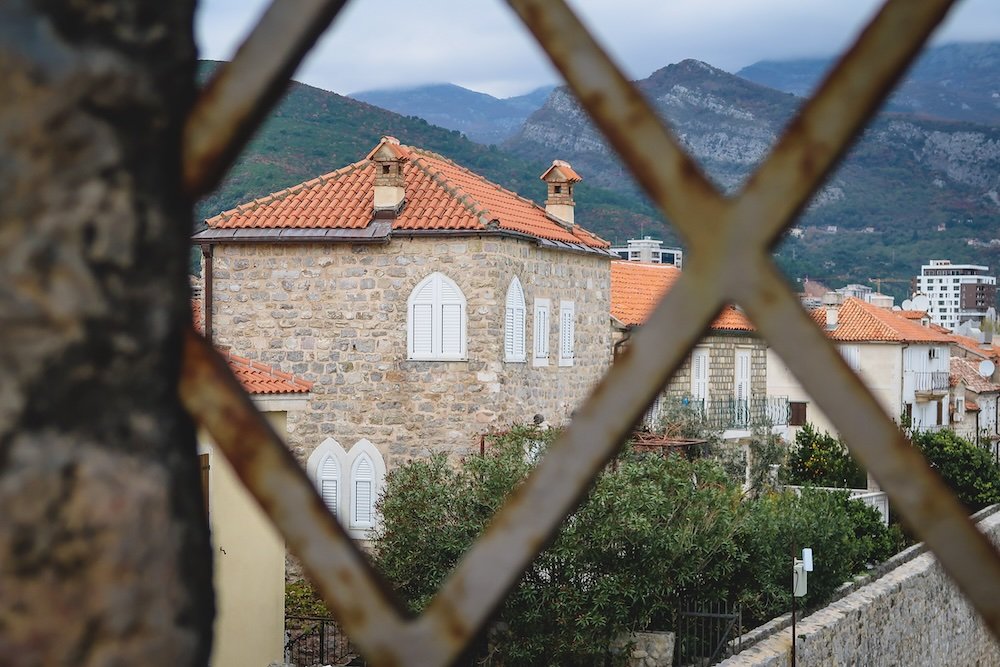 Rooftop views and mountains in Budva, Montenegro 