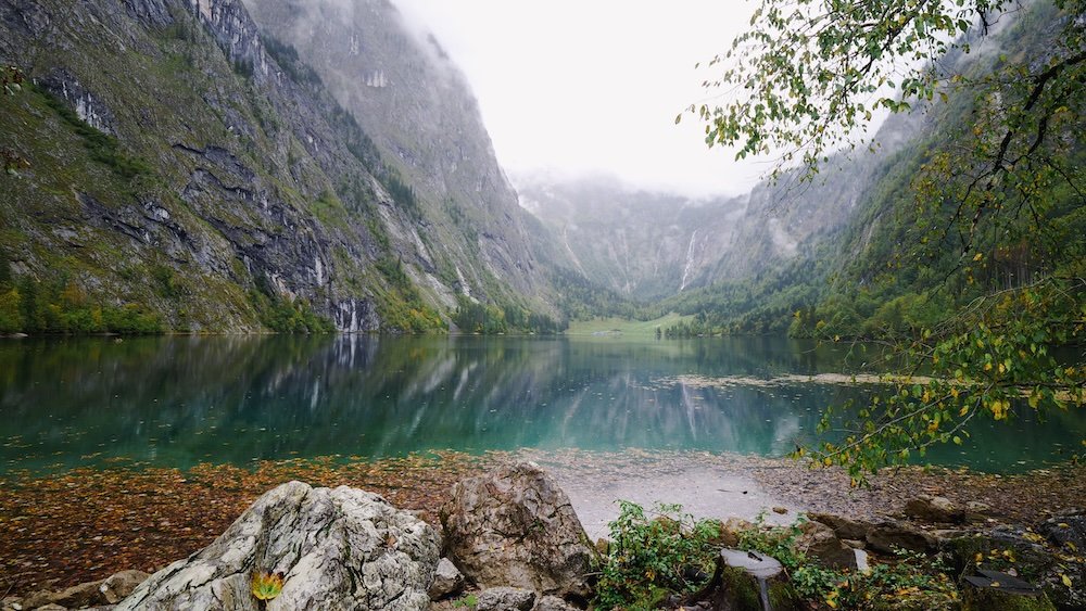 Rugged beauty with moody atmospheric scene at Berchtesgaden National Park in Germany 