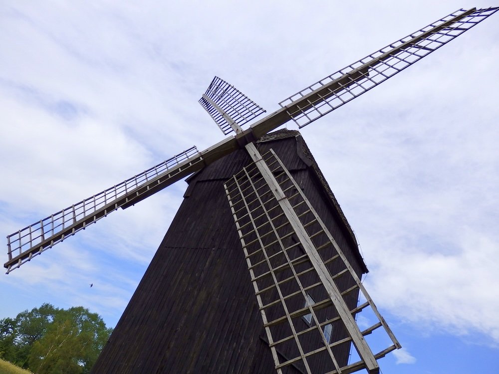 Rustic German windmill in Wustrow, Germany 