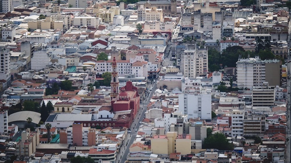 Salta city views from a high vantage point in Argentina 