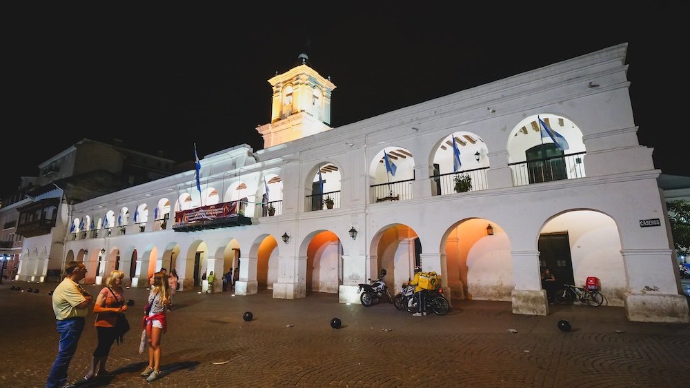 Salta colonial architecture at night in Argentina 