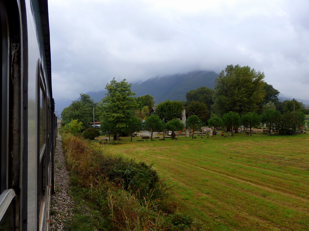 Scenic train ride in the Lombardy region of Italy
