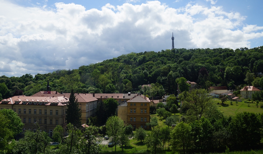 Scenic views of Petrin Tower from a distance
