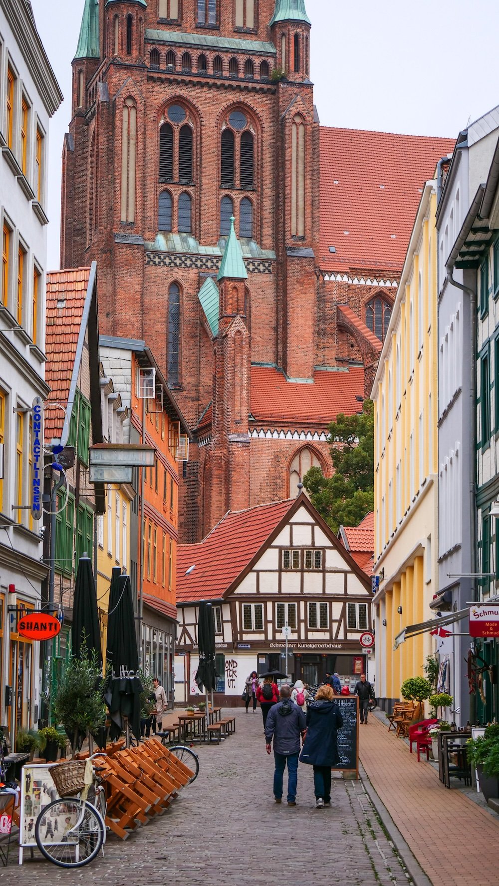 Schwerin alleyway views typical walking scene in Germany 