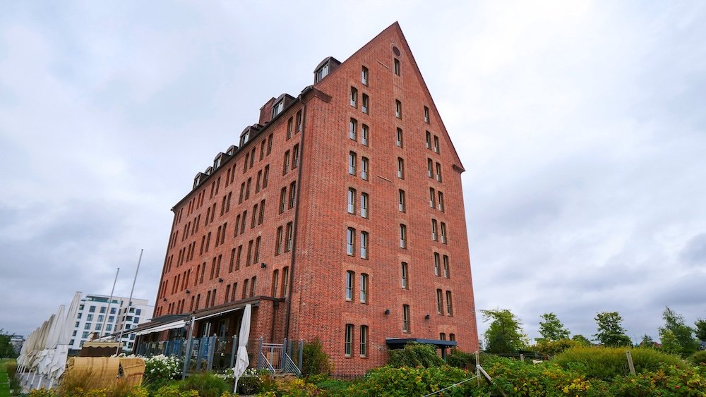 Schwerin brick hotel from outside in Germany 