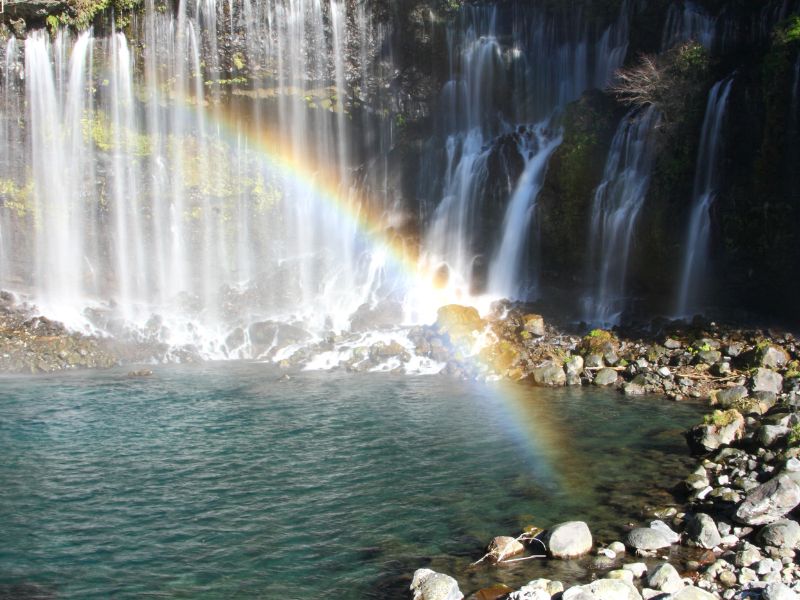 Shiraito Falls Rainbow In Fujinomiya, Japan