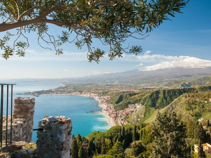 Sicily rugged coastline views from a high vantage point in Italy 