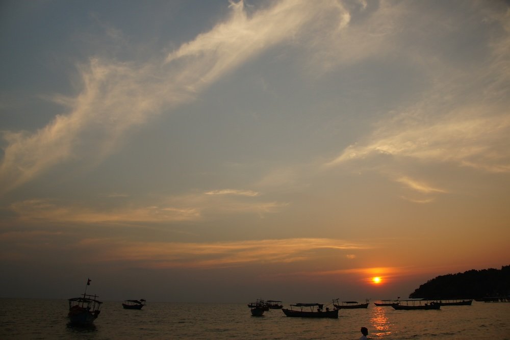 Sihanoukville sunset beach views in Cambodia