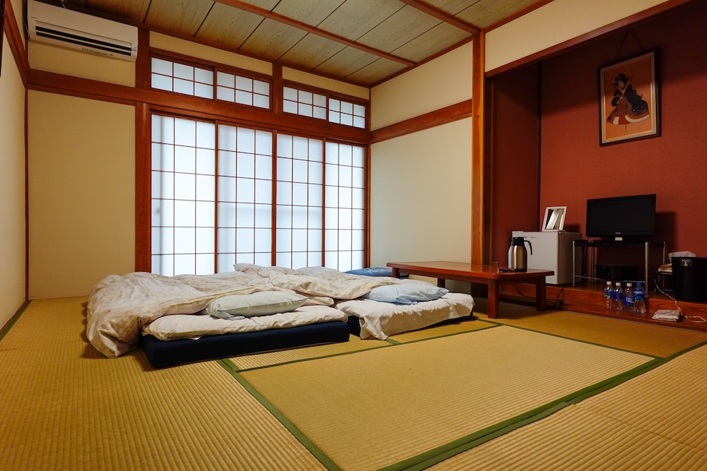 Our simple Ryokan accommodations to visit snow monkeys in Nagano, Japan. 