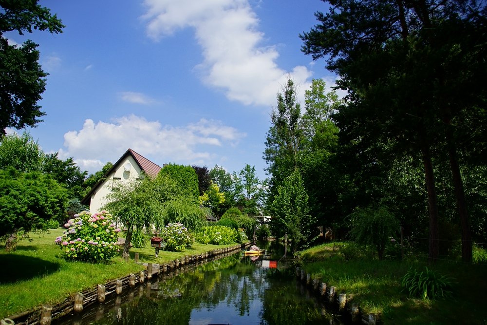 Slow travel in Germany with a tranquil scene in Spreewald Canal located in Germany