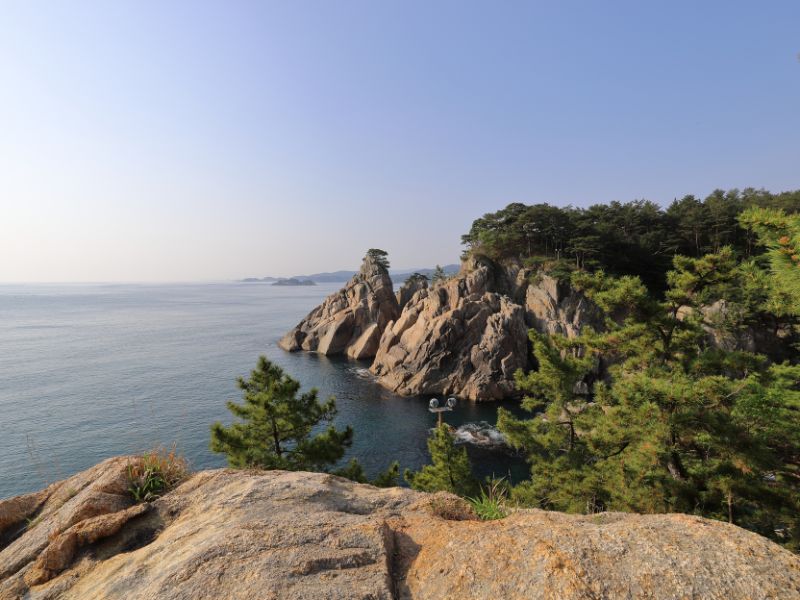 Sokcho rugged coastline views overlooking the sea in South Korea 