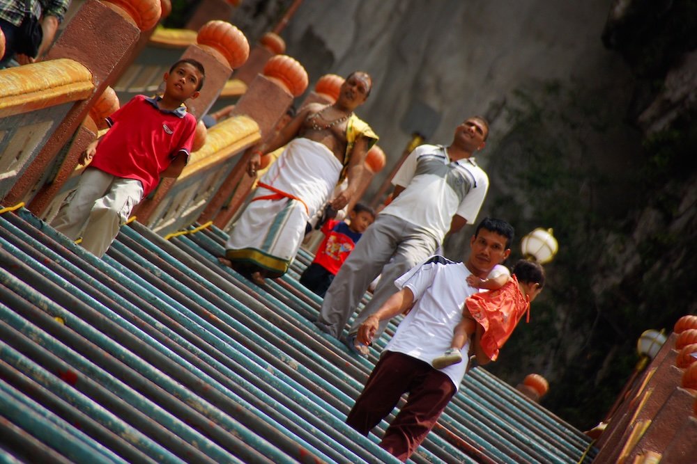 Steep steps leading up the Batu Caves, Malaysia 