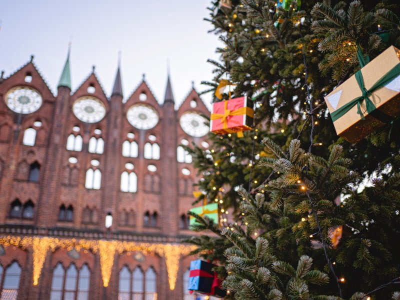 Stralsund Christmas Tree Decoration In The Downtown Square of Germany 