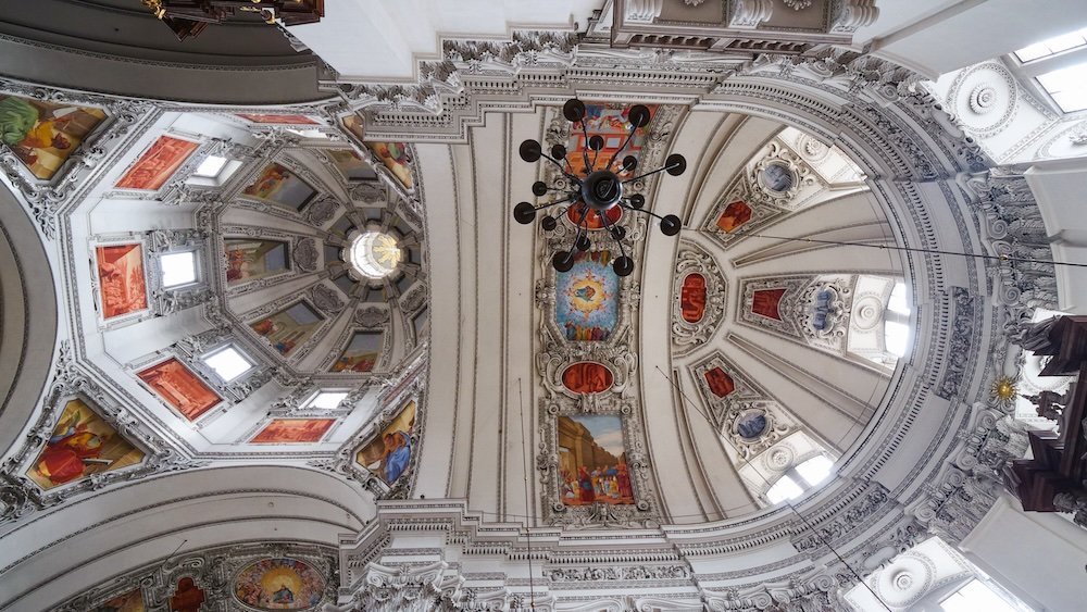 Stunning Salzburg Cathedral Baroque architecture inside the building in Salzburg, Austria