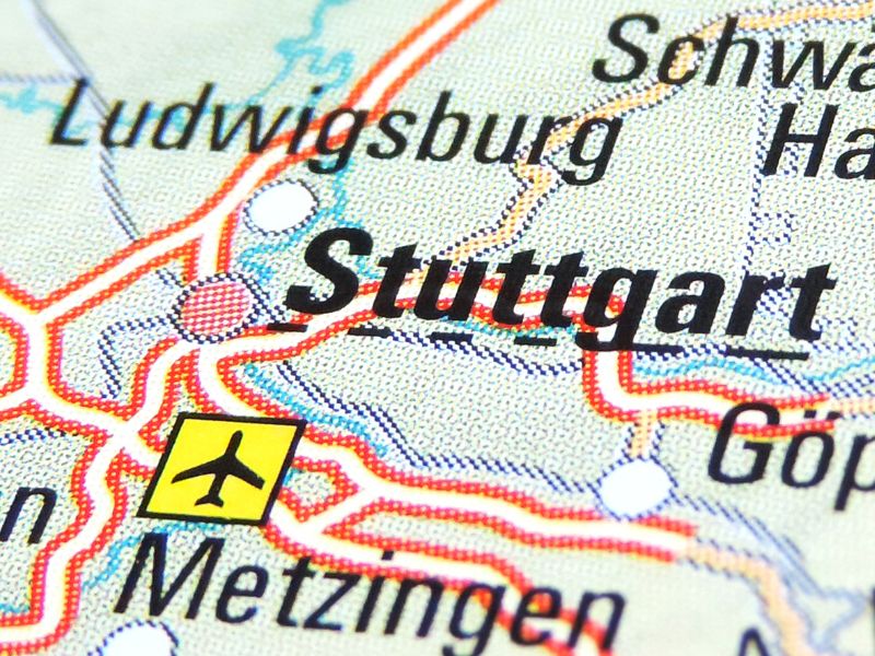 Stuttgart on a map of Germany 