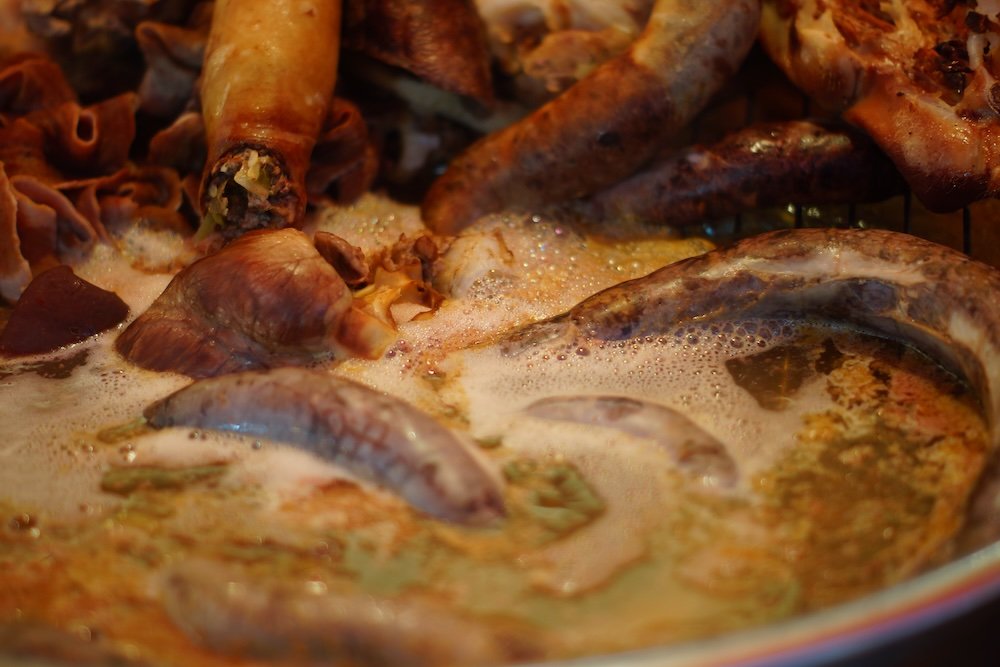 Sundae prepared in a pot in Daejeon, Korea 