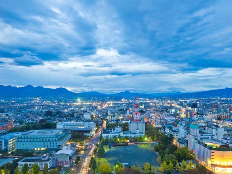 Takasaki city views from a high vantage point in Japan 