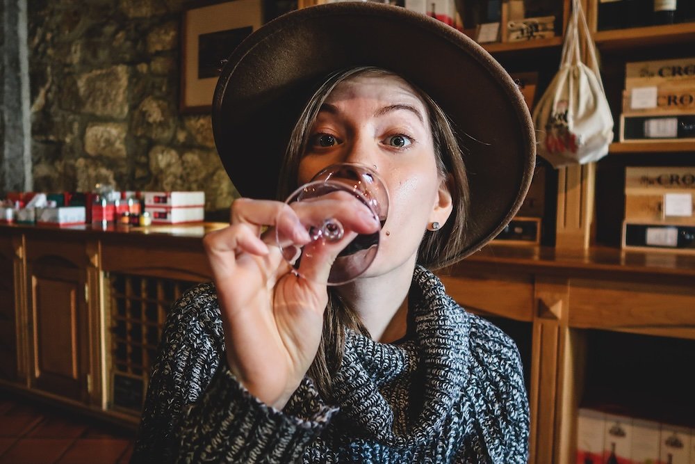 That Backpacker Audrey Bergner enjoying a glass of Port Wine in Porto, Portugal 