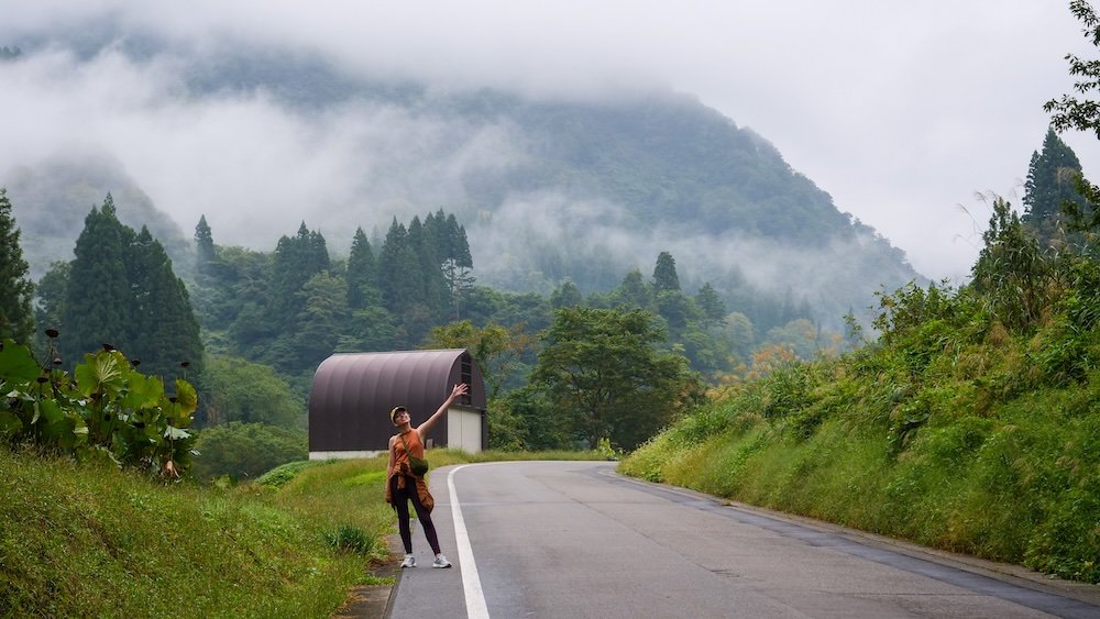 That Backpacker Audrey Bergner enjoying a self guided tour of Kiyotsu Gorge, Japan