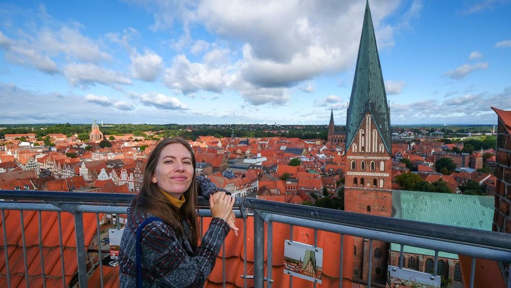 That Backpacker Audrey Bergner enjoying epic views from the Water Tower in Luneburg, Germany 