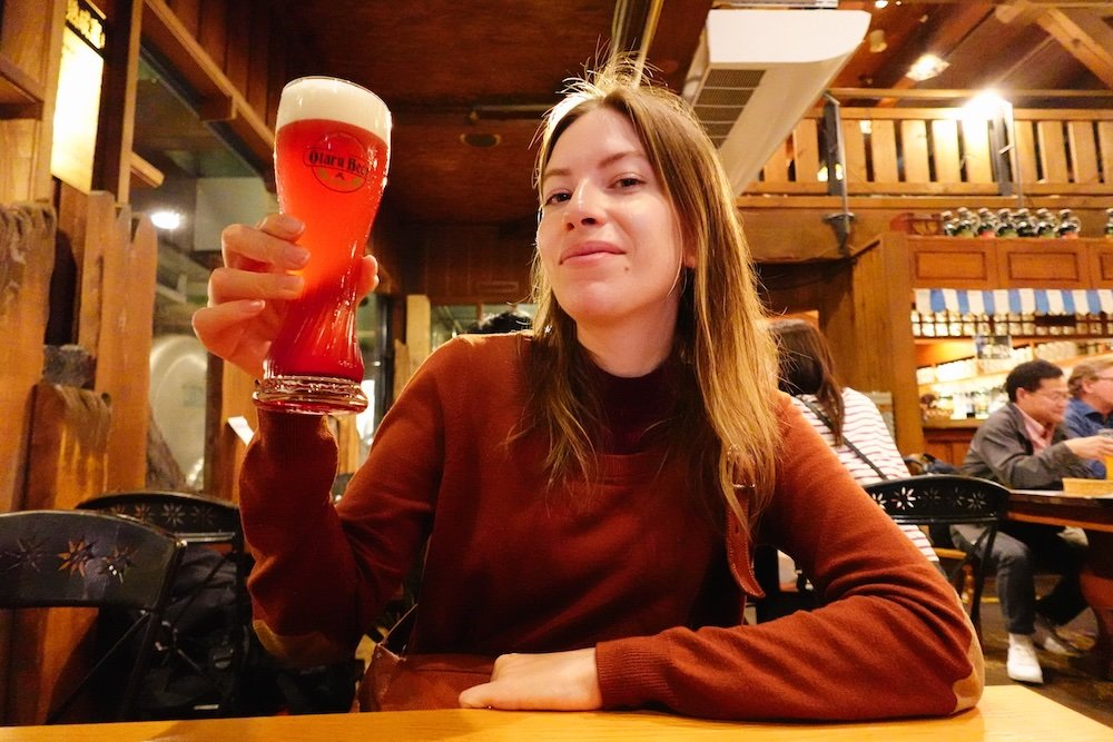 That Backpacker Audrey Bergner enjoying Otaru beer