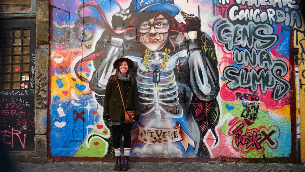 That Backpacker Audrey Bergner enjoying street art in Porto, Portugal 