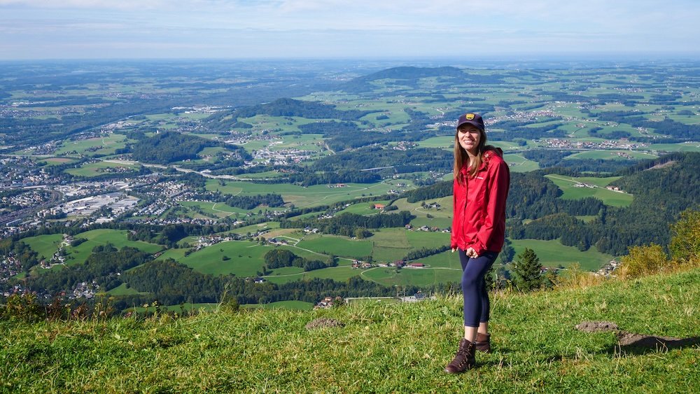 That Backpacker Audrey Bergner enjoying views of Gaisberg from a high vantage point in Austria 