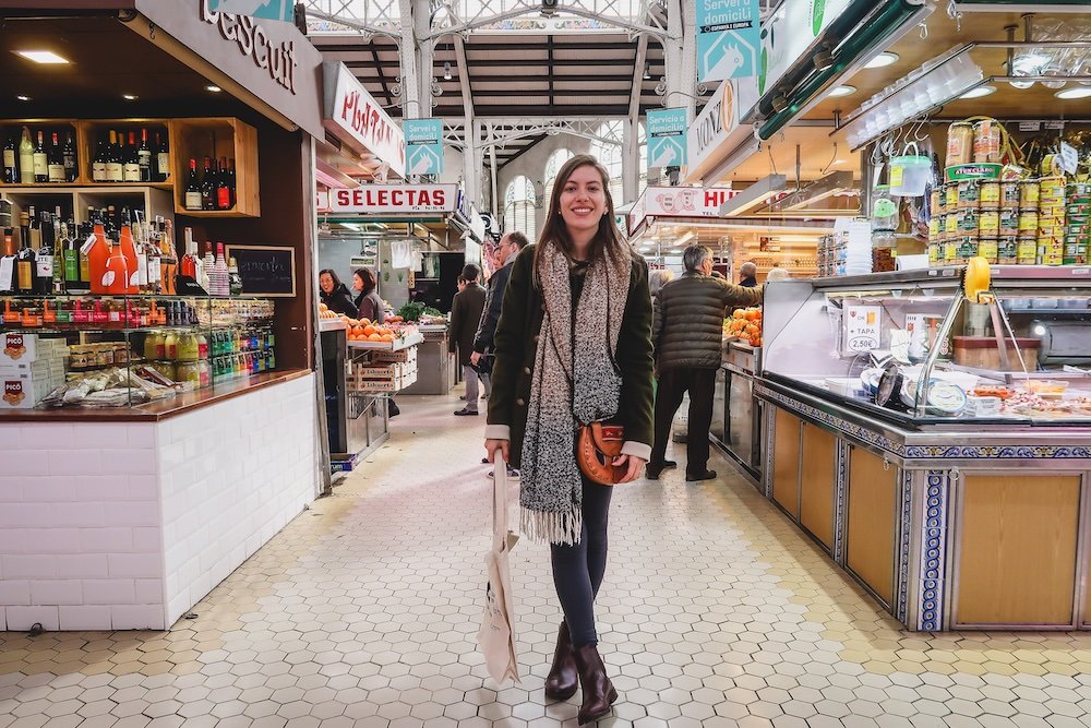 That Backpacker Audrey Bergner excited to be visiting the local market in Valencia, Spain 