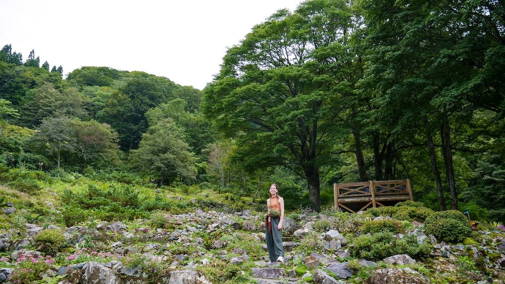 That Backpacker Audrey Bergner excited to be visiting Yuzawa Kogen Alpine Botanical Garden in Niigata prefecture, Japan 