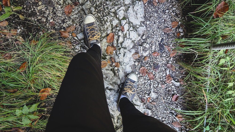 That Backpacker Audrey Bergner macro foot details Hiking the Kaiserklamm Gorge in Tyrol, Austria