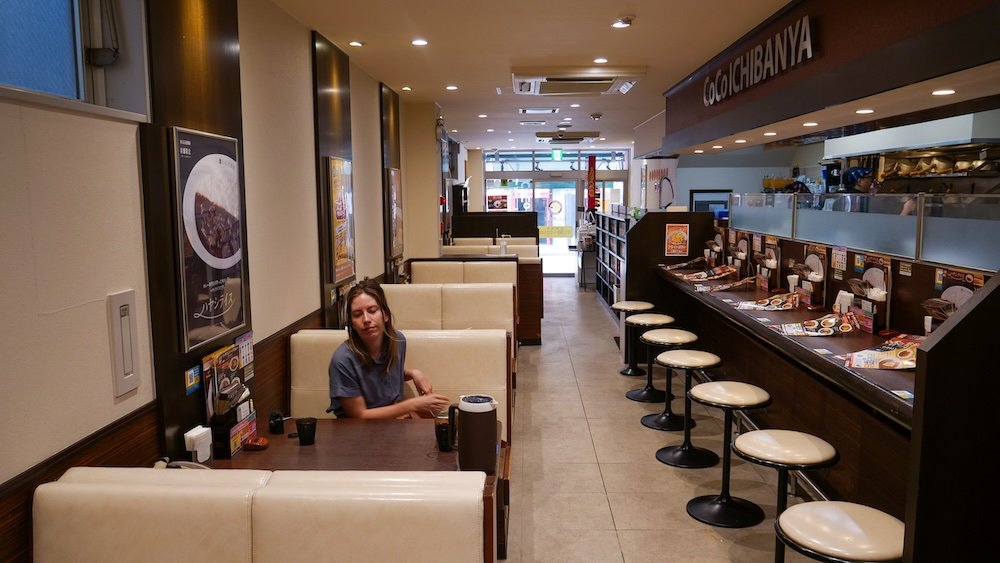 That Backpacker Audrey Bergner waiting to be served at Curry House CoCo Ichibanya in Niigata, Japan 